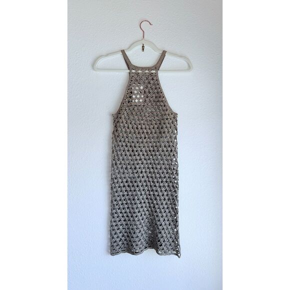 NWT My Beachy Side Macaron Hand Crochet Mini Dress Cover Up in Bronze Sz Medium - Picture 4 of 10